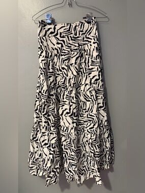 A New Day Tiered Black and White Printed Maxi Skirt